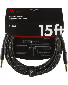 Fender Deluxe BLACK TWEED Electric Guitar/Instrument Cable, Straight Ends, 15'ft