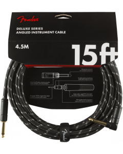 Fender Deluxe BLACK TWEED Guitar/Instrument Cable, Straight-Right Angle, 15' ft