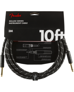 Fender Deluxe BLACK TWEED Electric Guitar/Instrument Cable, Straight Ends, 10'ft