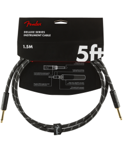 Fender Deluxe BLACK TWEED Electric Guitar/Instrument Cable, Straight Ends, 5' ft