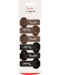 Genuine Fender Guitar/Instrument Cable Ties, 7", Black and Brown, Set of 6