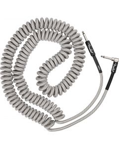 Fender Coiled Guitar/Instrument Cable WHITE TWEED, Straight to Right-Angle 30'ft