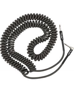 Fender Coiled Guitar/Instrument Cable, GRAY TWEED, Straight to Right-Angle 30'ft
