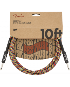 Fender Festival Instrument/Guitar Cable Eco-Friendly Pure Hemp, RAINBOW 10' ft