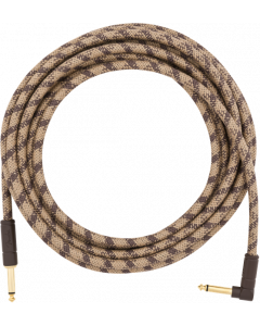 Fender Festival Instrument Cable, Pure Hemp, Right-Angle, Brown Stripe, 18.6' ft