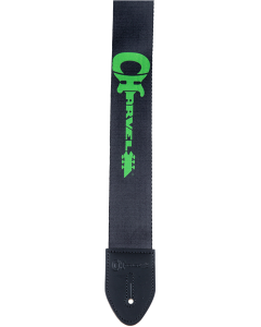 Genuine Charvel Logo Guitar Strap, Black with Green Logo