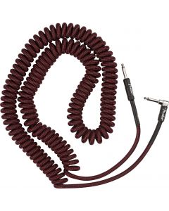 Fender Coiled Guitar/Instrument Cable, RED TWEED, Straight to Right-Angle 30'ft