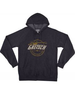 Gretsch Guitars Power & Fidelity Zip-Up Hoodie/Hooded Sweatshirt, Grey, SMALL