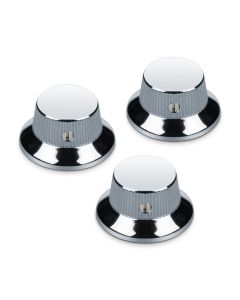 Schaller Germany Set of (3) Metal Strat/Stratocaster Knobs, Chrome, 15010200