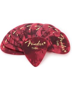 Fender 351 Premium Celluloid Guitar Picks - THIN RED MOTO - 12-Pack (1 Dozen)