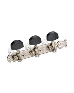 Schaller Germany 3x3 Classic Lyra Classical Guitar Tuners - Nickel/Ebony