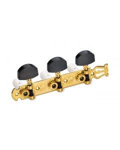 Schaller Germany 3x3 Classic Lyra Classical Guitar Tuners - Gold/Ebony