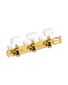 Schaller Germany 3x3 Classic Lyra Classical Guitar Tuners - Gold/Pearl