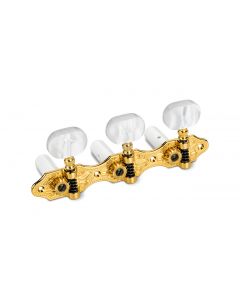 Schaller Germany 3x3 Classic Hauser Classical Guitar Tuners - Gold/Pearl
