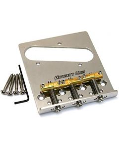 Hipshot 4-Hole 3-Compensated Saddle Telecaster Bridge - STAINLESS STEEL CHROME