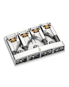 Schaller Germany 3D4 4-String Flatmount Roller Bass Bridge, CHROME 12130200