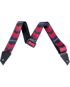 Genuine Jackson Logo Guitar Strap with Double V Pattern, Black/Red