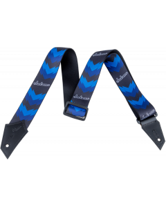 Genuine Jackson Logo Guitar Strap with Double V Pattern, Black/Blue