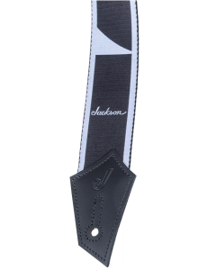 Genuine Jackson Logo Guitar Strap with Sharkfin Inlay Pattern, Black/White