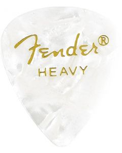 Fender 351 Premium Celluloid Guitar Picks - HEAVY, WHITE MOTO, 12-Pack (1 Dozen)