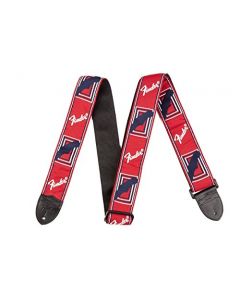 Genuine Fender 2" Monogrammed Adjustable Guitar Strap w/ Logo, Red/White/Blue