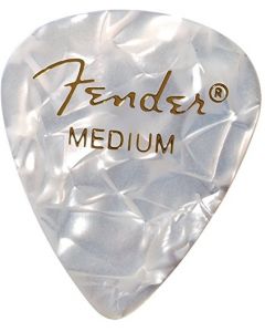 Fender 351 Premium Celluloid Guitar Picks - MEDIUM, WHITE MOTO 12-Pack (1 Dozen)