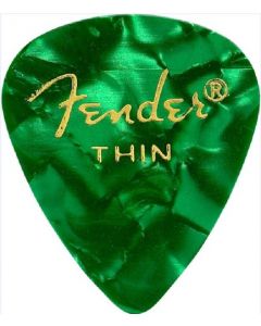 Fender 351 Premium Celluloid Guitar Picks - THIN GREEN MOTO - 12-Pack (1 Dozen)