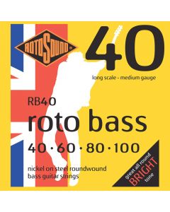 Rotosound RB40 Roto Bass Nickel on Steel 4-String Bass Strings Set, 40-100