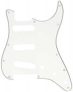 Genuine Fender Stratocaster/Strat 3-Ply 11-Hole SSS Guitar Pickguard - WHITE