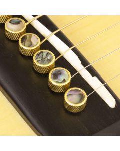 D'Andrea TP2A Acoustic Guitar Bridge Tone Pins Gold Brass Set with Abalone