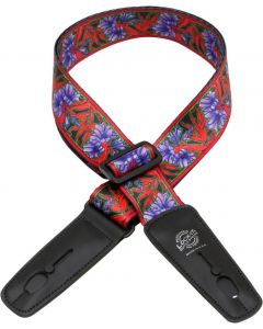 Lock-It Bob Masse Rock Art Leather End Guitar Strap- Purple Flowers, LIS-032-BM2