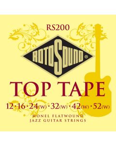 Rotosound Top Tape Monel Flatwound Jazz Electric Guitar Strings RS200 12-52