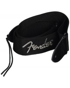Genuine Fender 2" Thick, Poly, Adjustable Guitar Strap, Black with White Logo