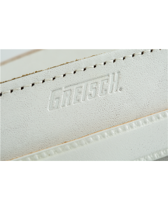 Genuine Gretsch Logo Vintage Leather Adjustable Guitar Strap (White)