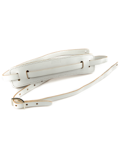 Genuine Gretsch Logo Vintage Leather Adjustable Guitar Strap (White)