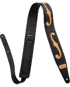 Gretsch F-Holes Leather Guitar Strap, Black and Tan, 3" Wide