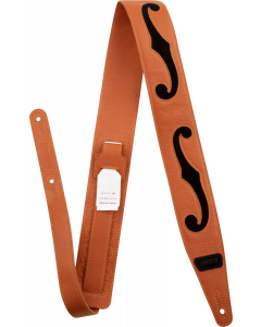 Gretsch F-Holes Leather Guitar Strap, Orange and Black, 3" Wide