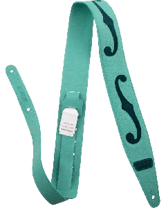 Gretsch F-Holes Leather Guitar Strap, Surf Green and Dark Green, 3" Wide