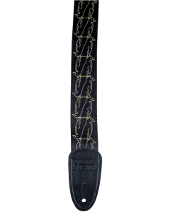 Genuine Gretsch Alternating Black and Gold Penguins Guitar Strap