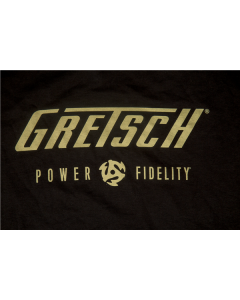 Gretsch Guitars Power & Fidelity Men's Tee Logo T-Shirt, Black, SMALL (S)