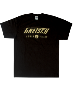 Gretsch Guitars Power & Fidelity Men's Tee Logo T-Shirt, Black, MEDIUM (M)