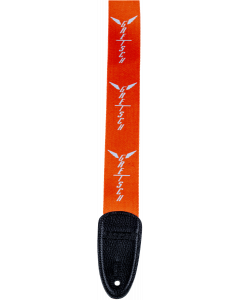 Genuine Gretsch Wing Logo Pattern Guitar Strap, Orange with Gray Logos