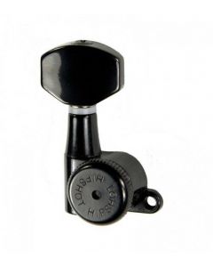 Hipshot 6K1EL0B-STAG Grip-Lock 6 Inline Staggered Closed LOCKING Tuners, BLACK