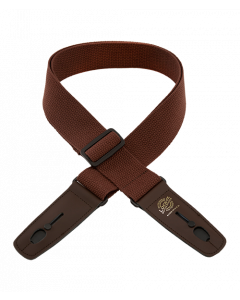 Lock-It Cotton 2" Wide Guitar Strap with Locking Leather Ends - Brown