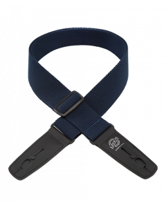 Lock-It Cotton 2" Wide Guitar Strap with Locking Leather Ends - Navy Blue