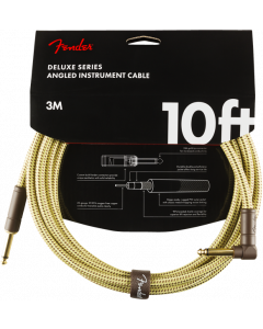 Fender Deluxe TWEED Series Electric Guitar Cable, Right-Angle to Straight 10' ft