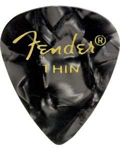 Fender 351 Premium Celluloid Guitar Picks - THIN BLACK MOTO - 12-Pack (1 Dozen)