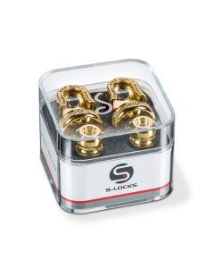 Genuine Schaller GOLD S-Lock Guitar Strap Locks Pair/Set, Made in Germany