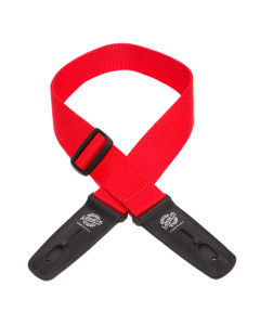 Lock-It Professional Poly Guitar Strap with Locking Leather Ends, Red