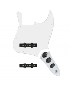 920D Custom Jazz Bass Loaded Pickguard With Drive (Hot) Pickups, White Pickguard, and JB-CON-C Control Plate